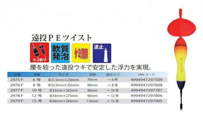 【アウトレット】遠投PEツイスト 6号 φ31.5×230mm